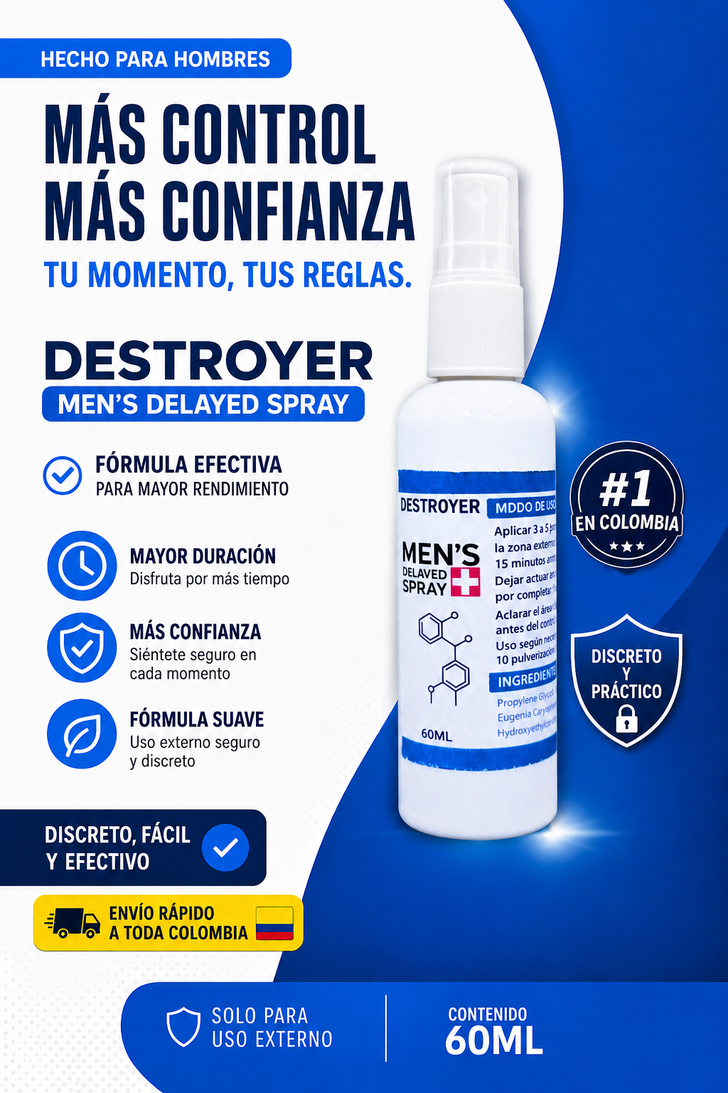 🔥 DESTROYER X — Men’s Performance Spray “Más tiempo, más seguridad y mejores momentos.⭐⭐⭐⭐⭐ (9.842 compras verificadas)